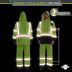 Ensemble veste et pantalon de sécurité haute visibilité imperméables |   Vêtements de travail réfléchissants |   Fabricant d'engrenages industriels OEM sur mesure - Product Image 6