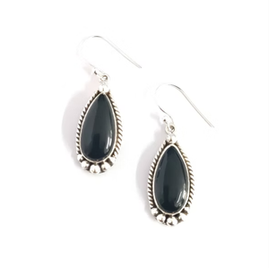 Pendientes Colgantes de Ónix Negro Estilo Étnico, Hechos a Mano, Plata 925, Joyería Antideslustre, Mayorista JAIPUR SILVER - Product Image 3