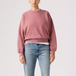 Nueva llegada: Sudadera corta de mujer de algodón 100% French Terry de alto gramaje con hombros caídos y cuello redondo, estilo holgado. - Product Image 2