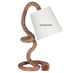 Standard Wholesale Brown Color <b>Table</b> Lamps Amazing Rope Design Fabric Lampshade Hotel <b>Bedside</b> Reasonable Price - Product Image 1