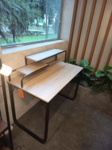 Modern Home Office <b>Computer</b> <b>Desk</b> with Side Bookshelf, Metal Frame and PB Wood Top, Industrial Study Table - Product Image 6