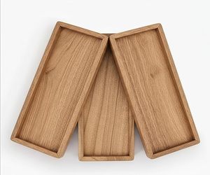 Plateau de service rectangulaire en bois de manguier fait main, plateau décoratif à bord surélevé pour fruits et apéritifs, 12 x 5 po - Product Image 4