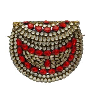 Bolso de mano tipo clutch de noche para mujer, estilo indio, con mosaico Kundan, bolsos clutch Kundan vs bolso con diseño Polki - Product Image 6