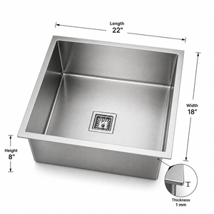 Brushed Stainless Steel Single Bowl Undermount <b>Kitchen</b> <b>Sink</b> 304 Grade Rectangular Modern <b>Sink</b> - Product Image 5