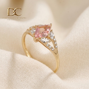 แหวนทองคำแท้ 14K ประดับเพชรเพาะเลี้ยงและไพลินพัพพาร์ชาเพาะเลี้ยงสำหรับผู้หญิง ได้รับการรับรองจาก IGI เครื่องประดับชั้นดี - Product Image 6