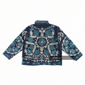 Veste de luxe pour femme en velours brodé à la main de style bohème, doublure en coton respirant et à séchage rapide, écologique, automne/hiver - Product Image 4