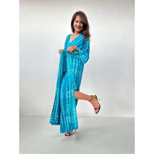 Vestido Maxi Kaftan Tie Dye para Mujer |   Ropa de resort lavable de corte holgado y extragrande con cintura natural |   Vestido de Playa y Salón Teñido a Mano - Product Image 3