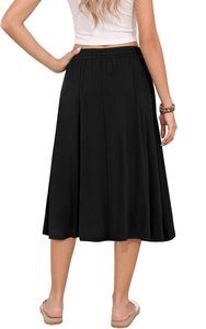 Falda Midi de Verano para Mujer, Cintura Alta Elástica, Plisada, Casual, con Bolsillos, Proveedor al por Mayor - Product Image 3