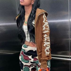 Sweat à capuche zippé imprimé Fce Fl Face pour femmes, vêtements d'hiver décontractés pour femmes avec col à capuche pour filles - Product Image 5