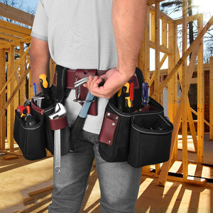 Portaherramientas de Cuero Vacuno Genuino de Alta Resistencia, Múltiples Bolsillos para Herramientas, Presilla para Martillo, Costuras Reforzadas, Impermeable - Product Image 1