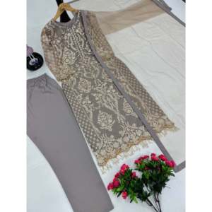 Conjunto de ropa de fiesta de diseñador para mujer Top Pant Dupatta con encaje elegante - Product Image 2