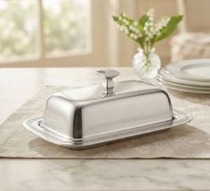 Beurrier de table en acier inoxydable poli brillant, style vintage, personnalisé, pour cuisine - Product Image 1