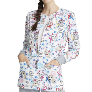 Chaquetas Médicas Personalizables de Spandex y 100% Algodón, Cómodas, Estampadas para Doctores, Uniformes para Enfermeras, Spa y Salón de Belleza para Mujer - Product Image 1