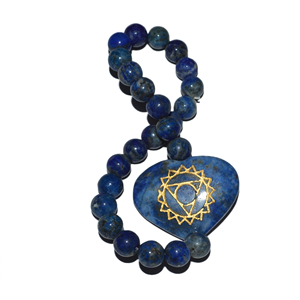Pulsera de Lapislázuli para el Chakra de la Garganta - Accesorio de Moda con Cristal Grabado - Product Image 1