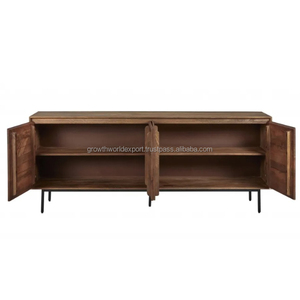 Meilleure planche latérale en bois fabriquée à la main indienne avec 4 portes armoire de rangement en bois meubles indiens de haute qualité en bois de manguier massif - Product Image 2