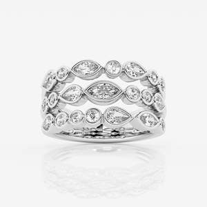 Anillo de Eternidad con Diamantes, Corte Marquesa, Engaste en Bisel, Joyería Fina de Lujo para Mujer, Anillo de Compromiso - Product Image 3