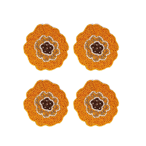Fancy Design <b>White</b> Flower Beaded High Quality Fabric Eco-Friendly Custom Diameter <b>Coaster</b> for Home and Party Decor - Product Image 1