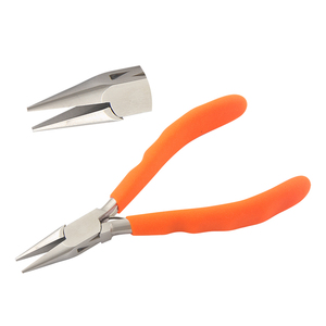 Stainless Steel Chain Nose Pliers 145mm Smooth Jaws Spring Finger Grip <b>Foaming</b> Handles Jewelry Making Circlip Crimping Fishing - Product Image 1