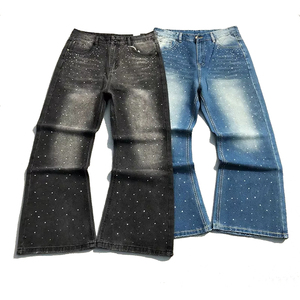 Jeans Acampanados de Tallas Grandes para Mujer, de Cintura Alta, de Mezclilla Lavada a la Piedra con Patrón de Remaches, Ajuste Holgado, Largos, Casuales, para Otoño - Product Image 4