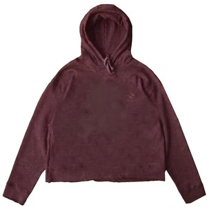 Sweat à capuche 450 GSM en molleton bouclette personnalisé, coupe ample, délavage vintage, effet soleil, avec broderie appliquée et strass, coupe courte, effet usé et ourlet brut - Product Image 5