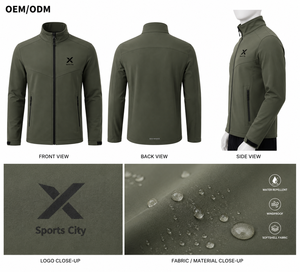 X Sports City Men's 4-Way Stretch Softshell <b>Jacket</b> | Waterproof & Wind-Resistant Thermal <b>Fleece</b> <b>Lined</b> Winter Outerwear OEM/ODM - Product Image 2
