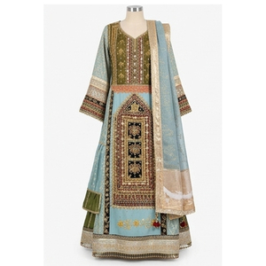 Vestido de novia de seda vintage de alta calidad para mujer, estilo salwar kameez, largo hasta el suelo, bordado, estilo étnico, vestido afgano kuchi, corte holgado. - Product Image 1
