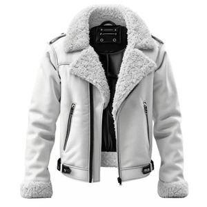 Custom Trending <b>Bomber</b> <b>Jacket</b> Real Sheepskin Leather <b>Shearling</b> Fur Warm Breathable Winter Filled Biker Style For Unisex Wear - Product Image 1