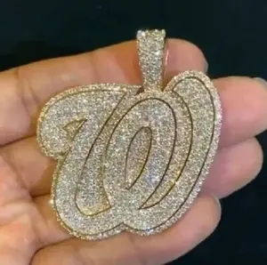 Anillo de Moissanita con Iniciales Personalizadas en Plata de Ley 925, Chapado en Oro Amarillo de 14K, Joyería Hip Hop para Mujer, Tishya Diamond - Product Image 2