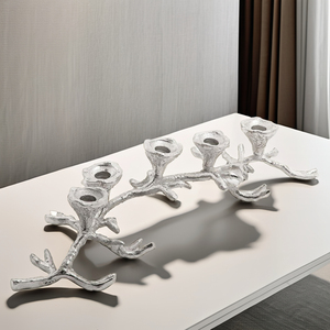 Elegant Silver <b>Brass</b> Candle <b>Holder</b> Polished Finished Perfect for Serene Bedroom Decor Festive Lighting Table Centerpiece - Product Image 3