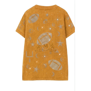 T-shirt personnalisé pour homme avec strass, coupe oversize, manches courtes, col rond, motif football tricoté, style décontracté, impression logo au dos - Product Image 3