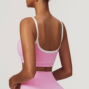 Private Label Womens Yoga Workout Set Two Piece <b>Low</b> Waist Shorts and Activewear <b>Top</b> Solid Front Logo Eco-Friendly Breathable - Product Image 5