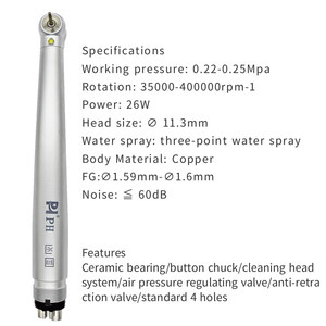 Dispositivo médico profesional con turbina LED de alta velocidad piezas de mano dentales venta directa de fábrica material metálico - Product Image 4