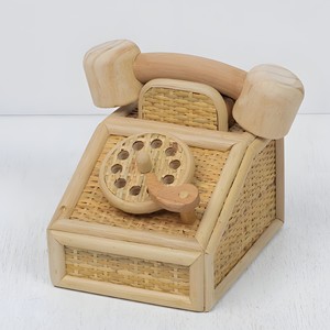 Téléphone en rotin pour enfants, jouets et décorations, vente en gros, modèle miniature de téléphone artisanal pour enfants - Product Image 2