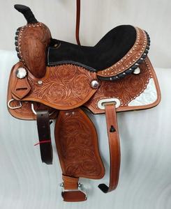 Asiento de cuero de gamuza tallado a mano de color de sillín de caballo de estilo occidental de alta calidad con estribo pesado - Product Image 5