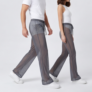 Leggings transparents de haute qualité unisexes, vêtements de nuit sexy pour club, leggings évasés en maille transparente pour hommes et femmes, 100% polyester, pantalon transparent - Product Image 4