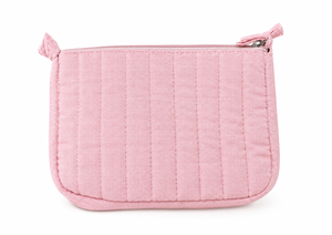 Pochette cosmétique en nylon matelassé rouge, fermeture éclair, trousse de maquillage, trousse de toilette de voyage, organiseur portable à fermeture éclair - Product Image 3