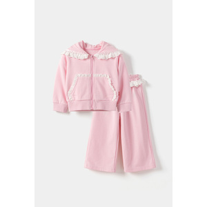 Conjunto de Ropa con Capucha y Encaje Estilo Coreano OZKIZ para Niñas de 2 a 6 Años, Ropa Infantil Transpirable para Primavera/Otoño, Venta al Por Mayor - Product Image 1