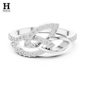 Anillo Apilable de Oro de 14K con Diamantes Inspirado en Marquesas - Elegante Diseño de Hoja para Mujer - Product Image 4