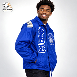 Chaqueta Deportiva Bordada Azul para Hombre, Personalizada con el Logo de Phi Beta Sigma, Resistente al Viento, Informal, para Otoño - Product Image 3