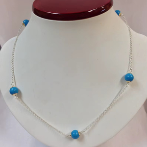 Collier Sleeping Beauty Turquoise en argent sterling 925 massif et or jaune 14 carats, bijoux fins, cadeau pour femme - Product Image 1