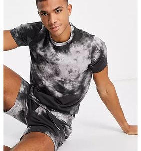Online Wholesale 2026 Unisex Sets Custom Logo Print 2 Piece Cotton <b>Polyester</b> <b>Tie</b> Dye Short Set Summer O Neck T Shirt Set For Men - Product Image 2