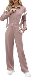 Ensemble de survêtement pour femme grande taille, imprimé ou uni, à capuche, écoresponsable, manches longues, avec cordon de serrage, coupe décontractée, ajustement régulier, côtés à détail - Product Image 2
