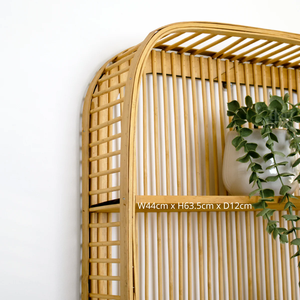 Handcrafted Rectangular Bamboo Wall Shelf Multi-Purpose Storage Organizer for Home Decor Handwoven Natural Bamboo <b>Unit</b> - Product Image 4