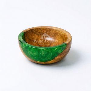 Bol en bois et résine fait main de luxe, bol en bois d'acacia et résine époxy pour la salle à manger, la décoration de table et le service - Product Image 1