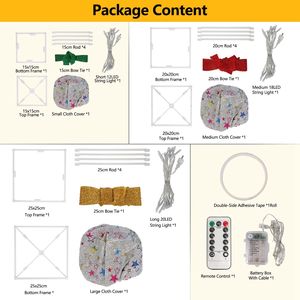 Set of 3 Christmas Lighted Gift <b>Boxes</b> 50 LED Christmas Box Decorations Ribbon Bows IP44 Waterproof for Xmas <b>Present</b> Ornament - Product Image 2