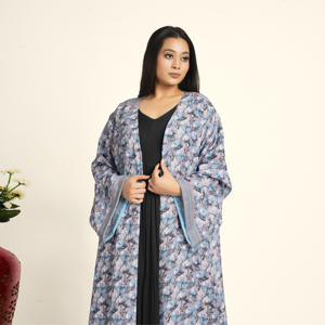 Abaya de Chifón Estampado con Frente Abierto para Mujer, Ropa Islámica Modesta para Oración, Antiarrugas, Transpirable, Tallas Grandes, Largo hasta el Suelo, para Eid - Product Image 3