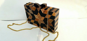 Custom Made Eco-Friendly Hand-<b>painted</b> Waterproof Resin Clutches Brass Handles Diamond Accents Open Closure <b>Stone</b> Zipper - Product Image 6