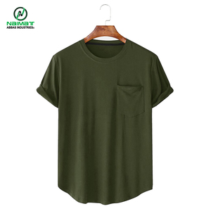 T-shirts décontractés bleu marine à poches pour hommes, coupe incurvée, manches retroussées, respirants, vente en gros, fabricant pour les États-Unis et l'Europe - Product Image 2