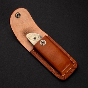 Handmade Multi-Functional Damascus Steel Drop Point Folding <b>Knife</b> 7.5 <b>Bone</b> <b>Handle</b> Leather Sheath 0.45mm Thick - Product Image 6
