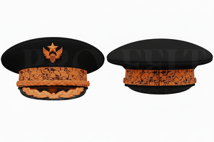 Comfortable Trendy Hot Sale Embroidered Black Peak Cap with <b>Red</b> Decorative Band Classic Formal Uniform Style Headwear for Men - Product Image 4